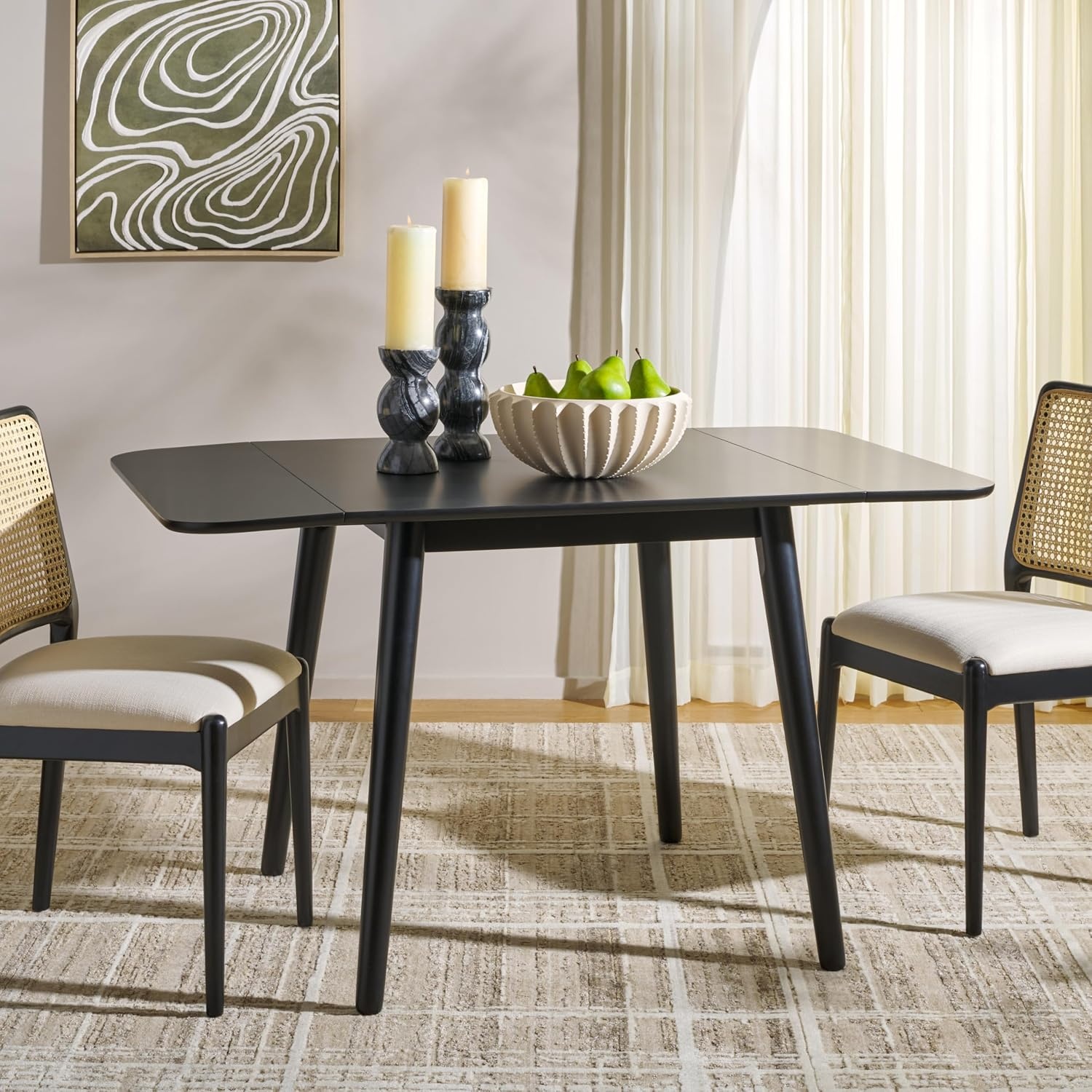 image:imageSAFAVIEH Home Collection Damarius White Washed Solid Wood Drop Leaf Dining Table SpaceSaving Modern Design Seats up to 4 DTB8501BMatte Black