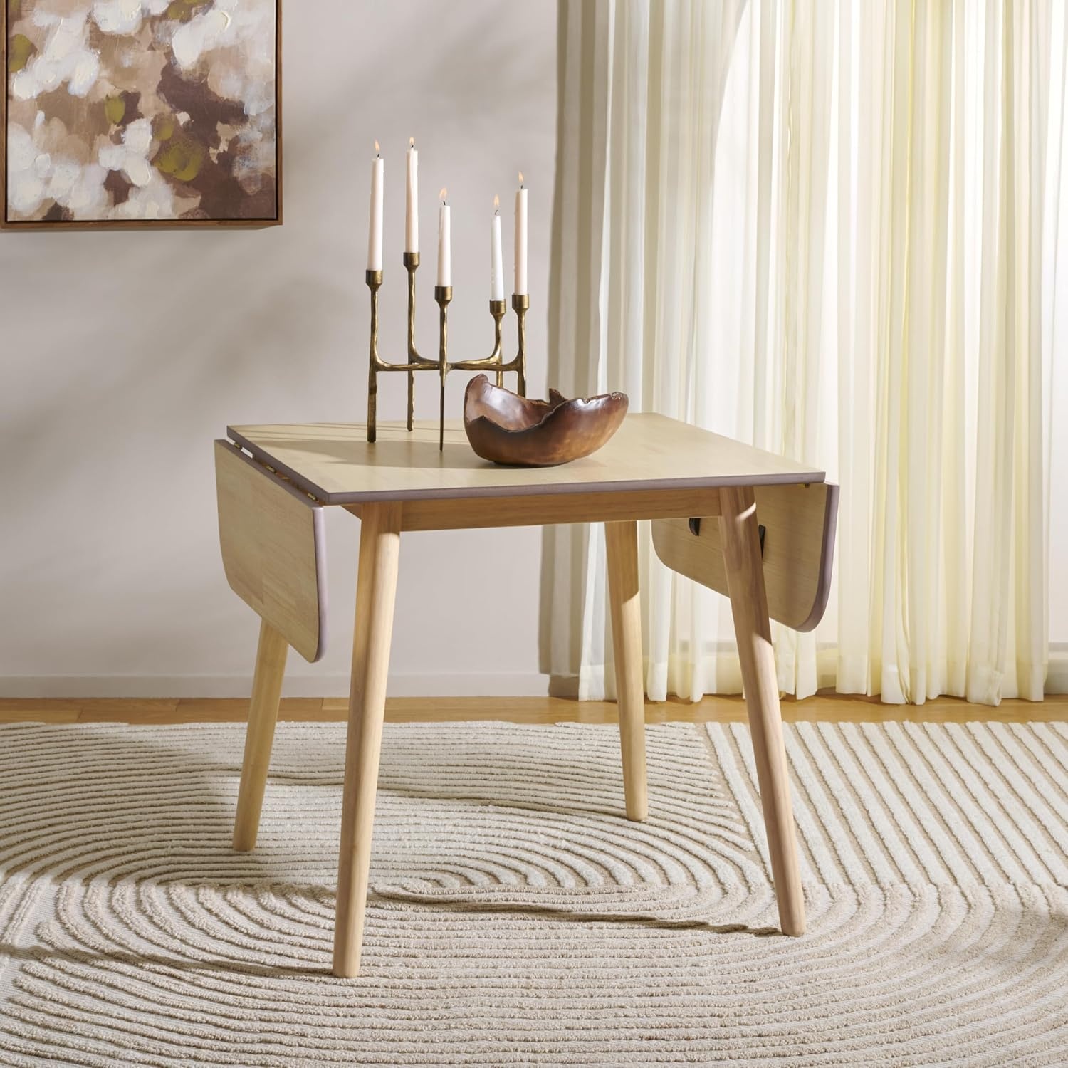 image:imageSAFAVIEH Home Collection Damarius White Washed Solid Wood Drop Leaf Dining Table SpaceSaving Modern Design Seats up to 4 DTB8501BWhite Washed