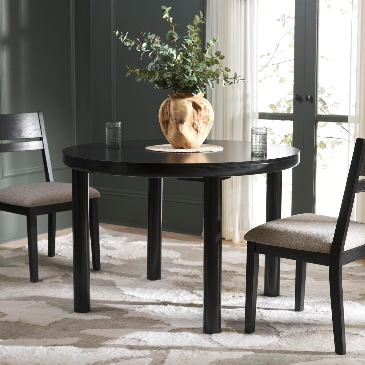 image:imageSAFAVIEH Home Collection Detroitee Black Round Dining Table Modern Wooden Design Seats up to 4 DTB6400BBlack
