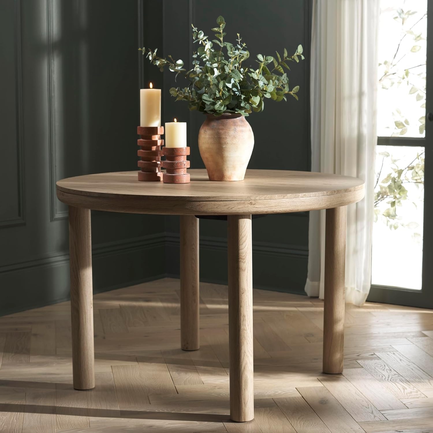 image:imageSAFAVIEH Home Collection Detroitee Black Round Dining Table Modern Wooden Design Seats up to 4 DTB6400BOak