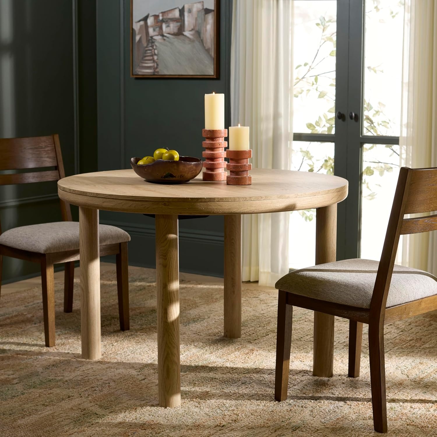 image:imageSAFAVIEH Home Collection Detroitee Black Round Dining Table Modern Wooden Design Seats up to 4 DTB6400BOak