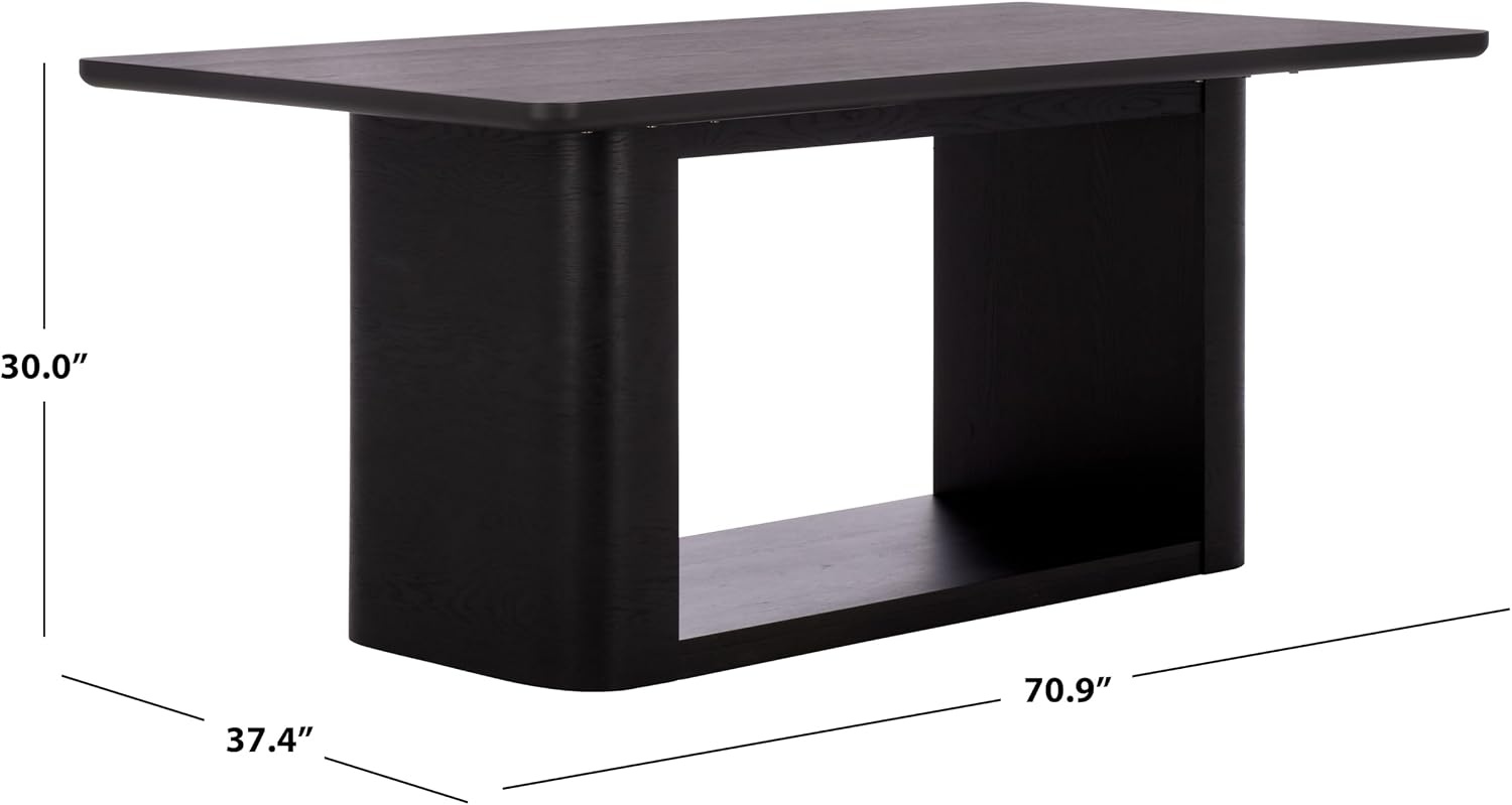 image:imageSAFAVIEH Home Collection Howard Natural Oak Wood Dining Table Modern Rectangle Pedestal Base Contemporary Design SFV7250ABlack