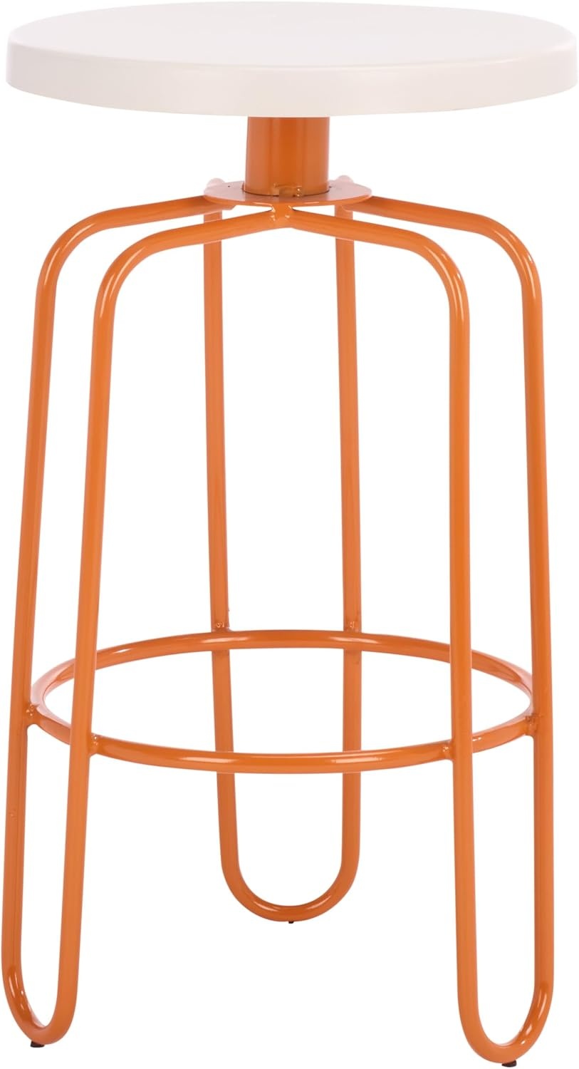 image:imageSAFAVIEH Home Collection Osamu Cream amp Orange 25Inch Round Top Counter Stool Modern Metal Base Fully Assembled FOX3257ACreamOrange