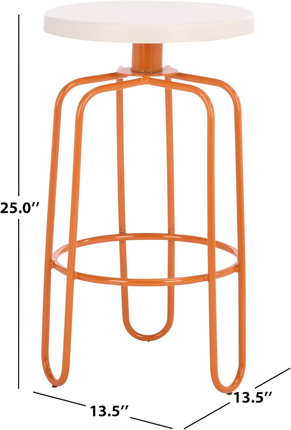 image:imageSAFAVIEH Home Collection Osamu Cream amp Orange 25Inch Round Top Counter Stool Modern Metal Base Fully Assembled FOX3257ACreamOrange