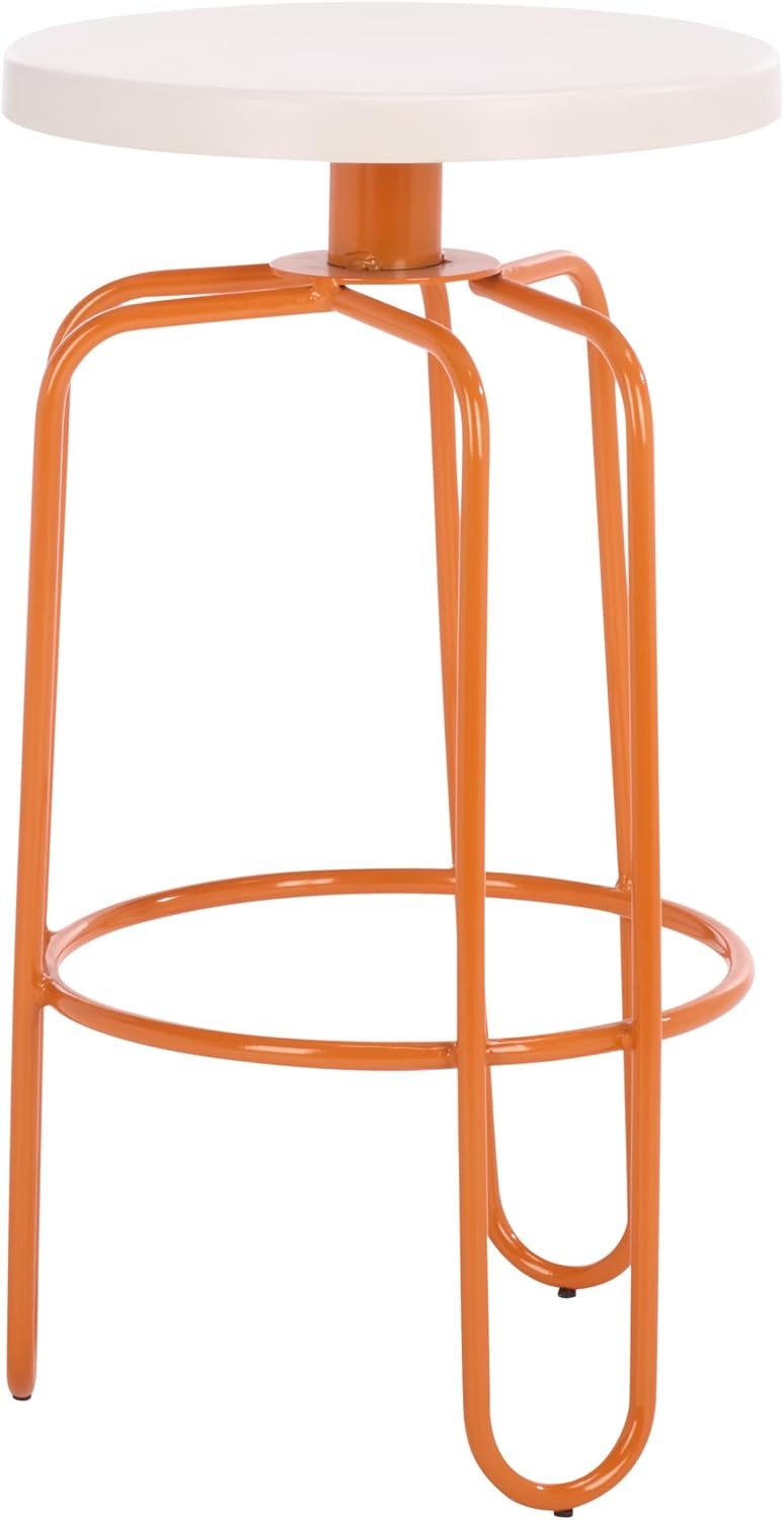 image:imageSAFAVIEH Home Collection Osamu Cream amp Orange 25Inch Round Top Counter Stool Modern Metal Base Fully Assembled FOX3257ACreamOrange