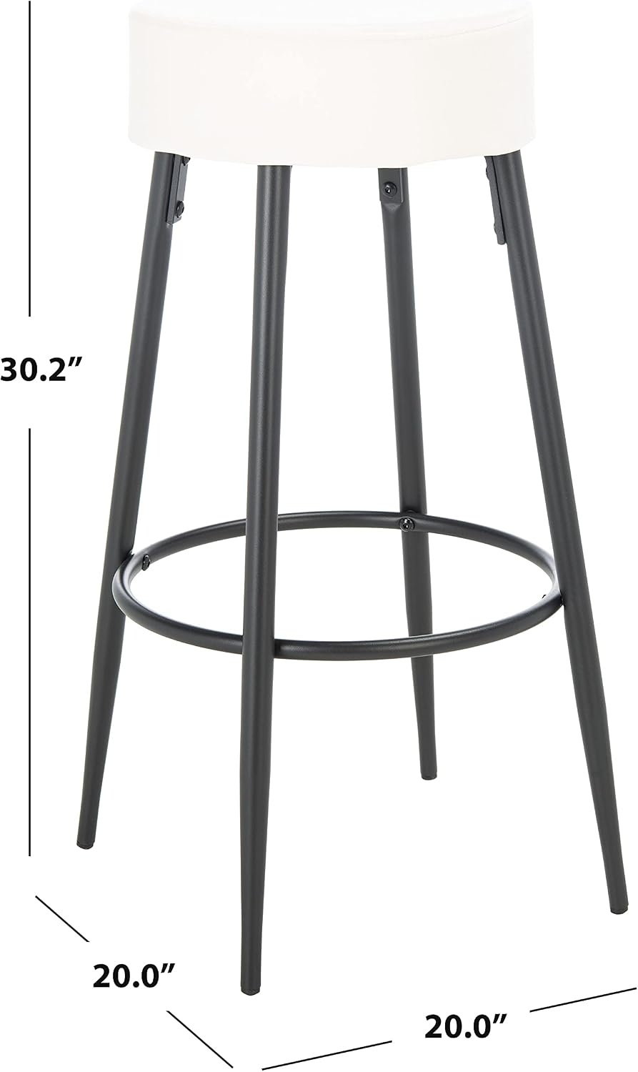 image:imageSAFAVIEH Home Collection Bohden Navy VelvetBlack 24inch Round Kitchen Breakfast Nook Island Dining Pub Bar StoolIvory Black