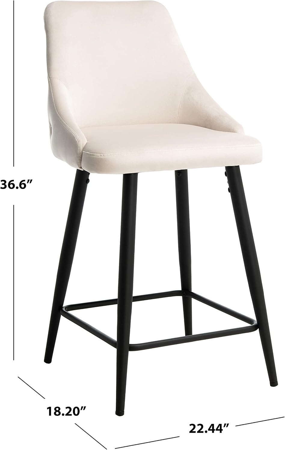 image:imageSAFAVIEH Home Collection Kelsey Shale VelvetBlack 24inch Kitchen Breakfast Nook Island Dining Pub Counter StoolBeige Black