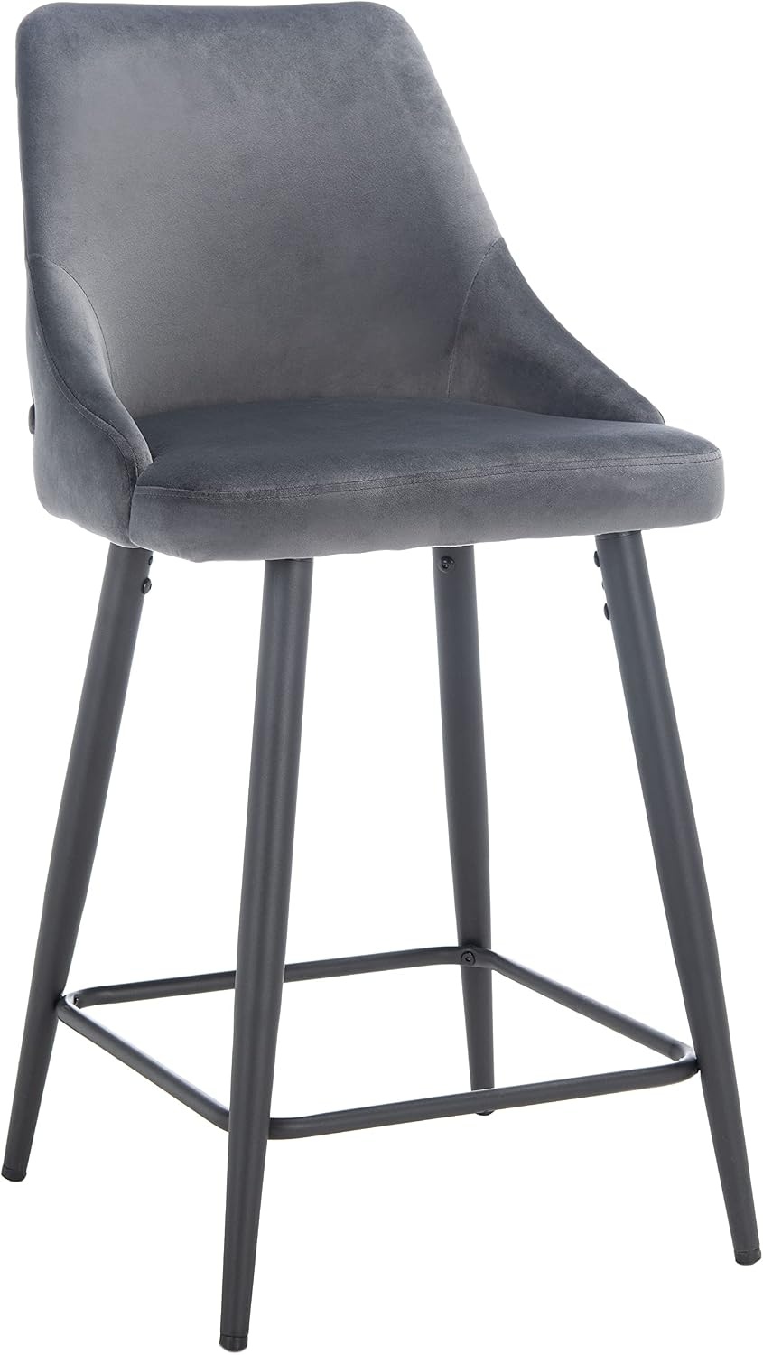 image:imageSAFAVIEH Home Collection Kelsey Shale VelvetBlack 24inch Kitchen Breakfast Nook Island Dining Pub Counter StoolShale Black