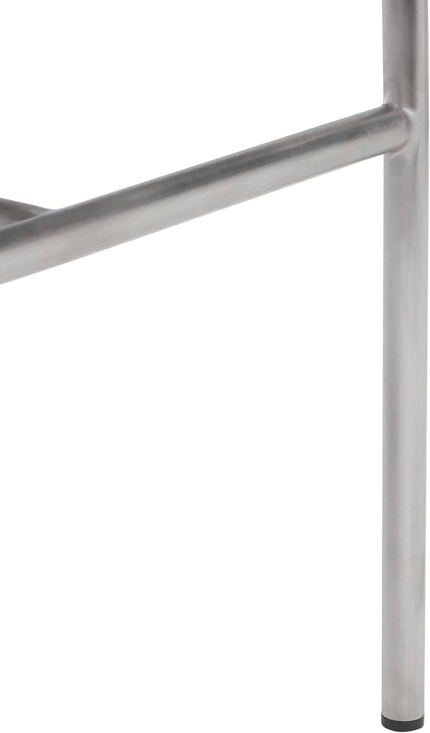 image:imageSAFAVIEH Home Collection Olenna Cognac Woven LeatherSilver 26inch Kitchen Island Breakfast Nook Counter Stool Fully AssembledCognacSilver