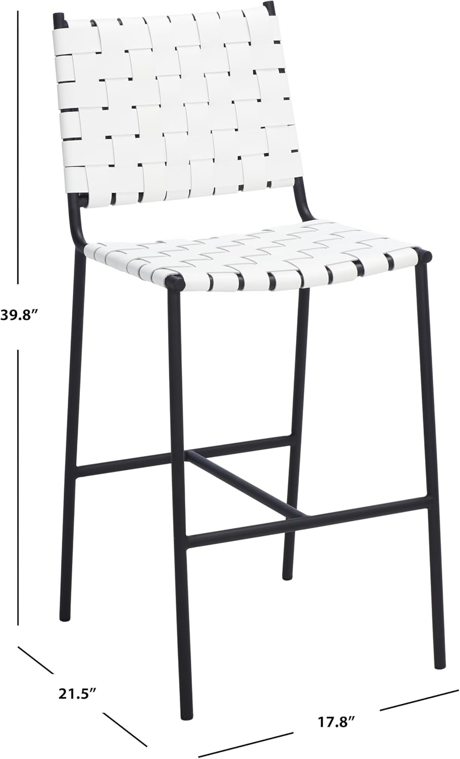 image:imageSAFAVIEH Home Collection Olenna Cognac Woven LeatherSilver 26inch Kitchen Island Breakfast Nook Counter Stool Fully AssembledWhiteBlack