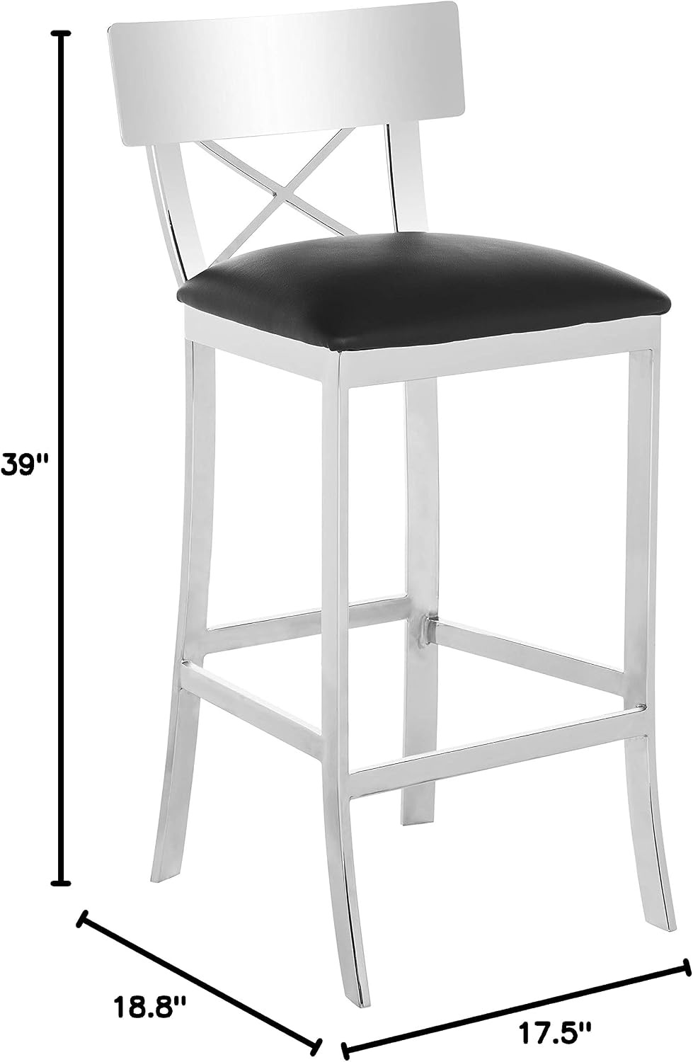 image:imageSafavieh American Homes Collection Zoey Black Stainless Steel Cross Back 39inch Bar StoolBlack