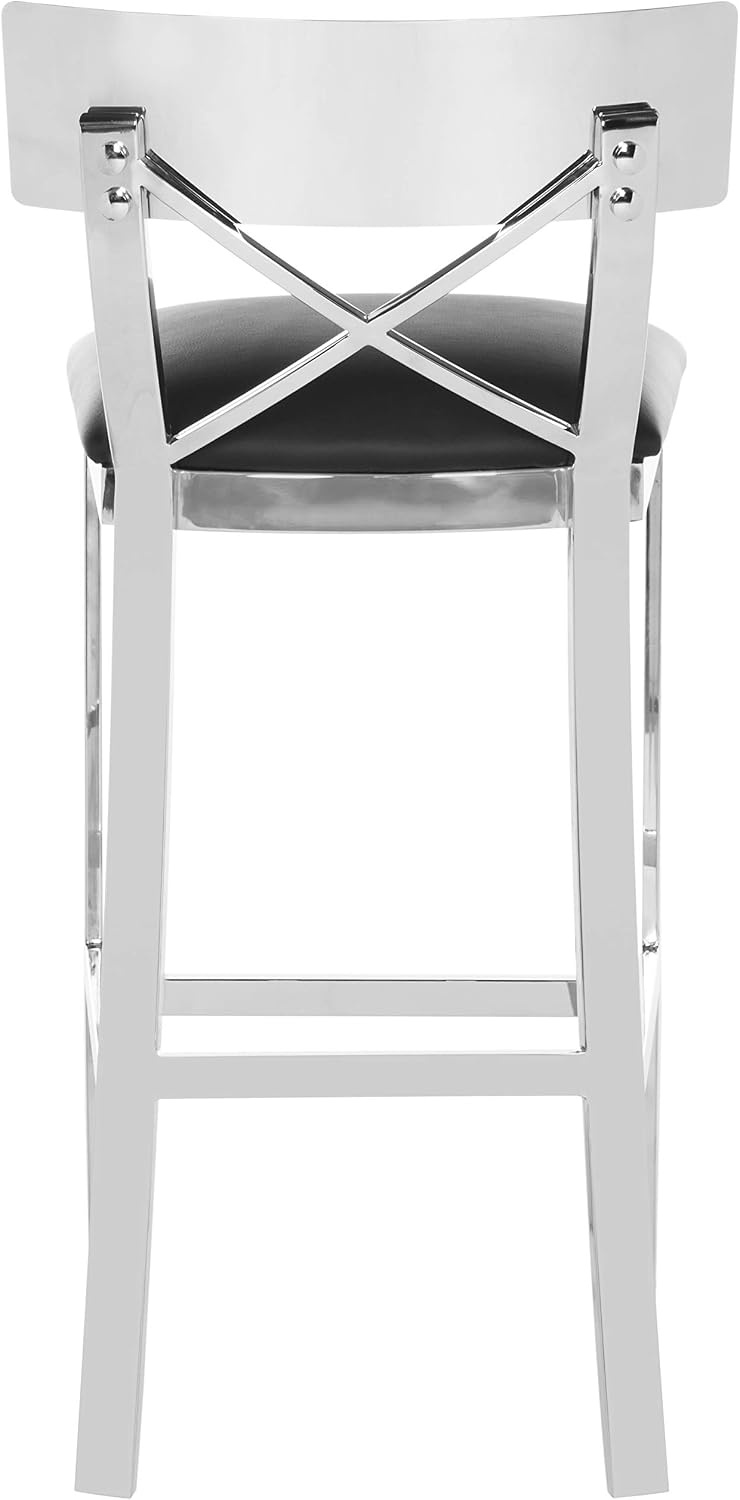 image:imageSafavieh American Homes Collection Zoey Black Stainless Steel Cross Back 39inch Bar StoolBlack