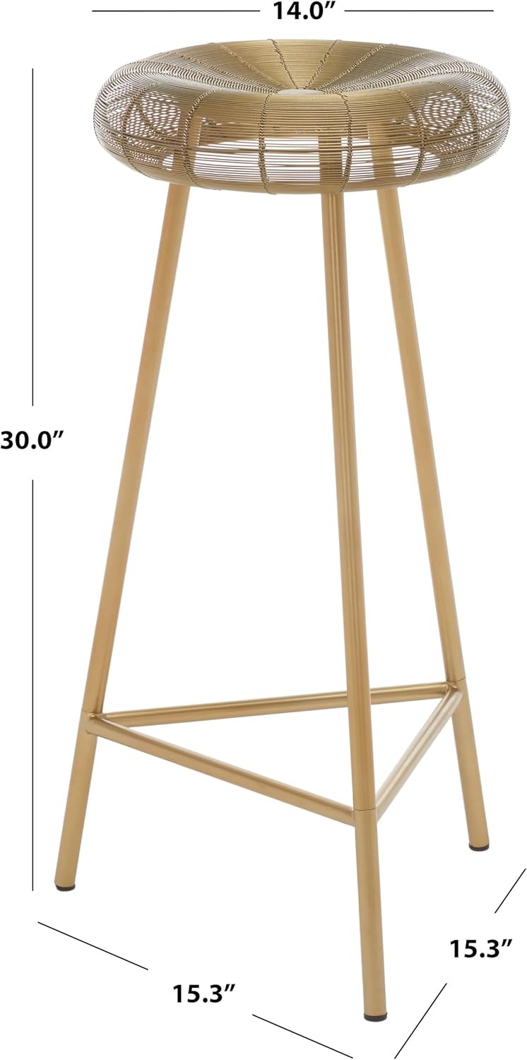 image:imageSafavieh Home Collection Addison Gold Wire Weaved 30inch Bar Stool