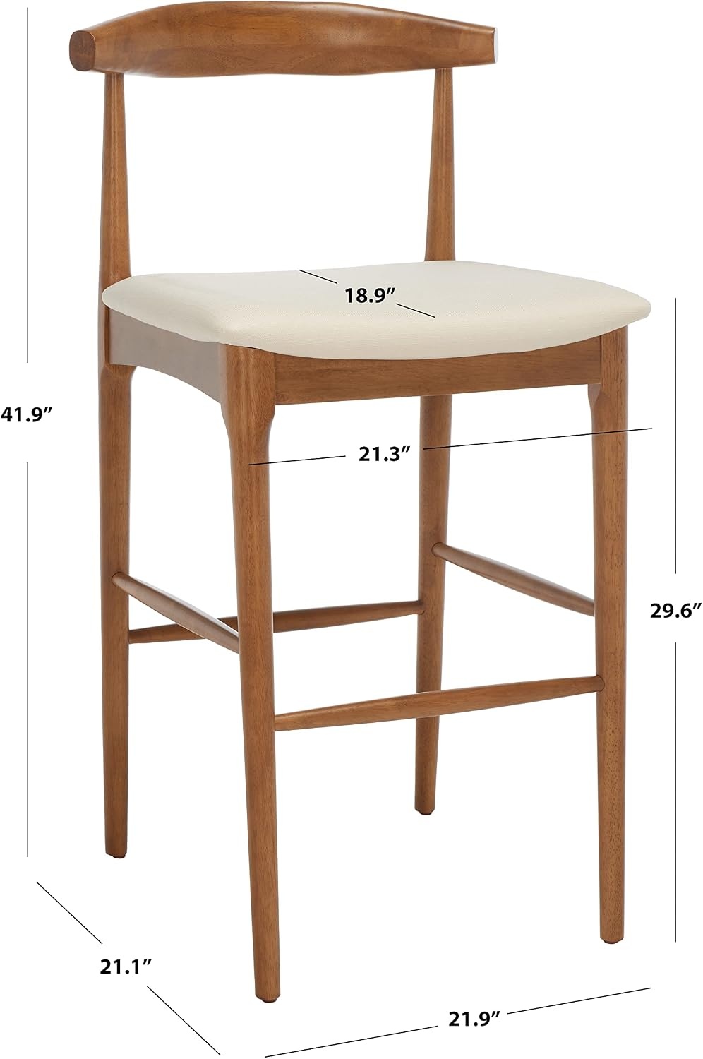 image:imageSafavieh Home Collection Lionel Retro BlackCream Cushion 30inch Bar StoolWalnutCream