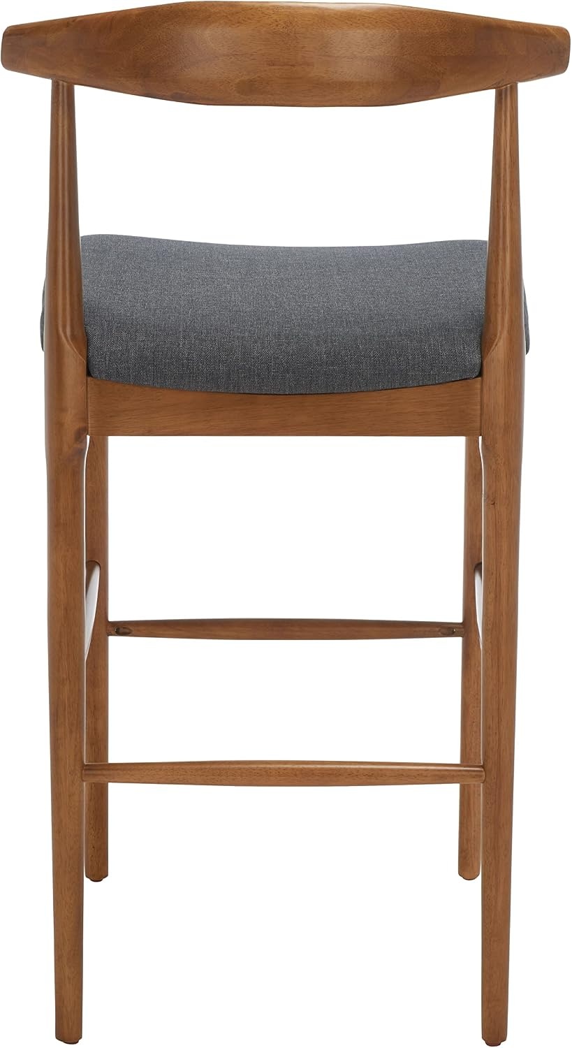 image:imageSafavieh Home Collection Lionel Retro BlackCream Cushion 30inch Bar StoolWalnutDark Grey
