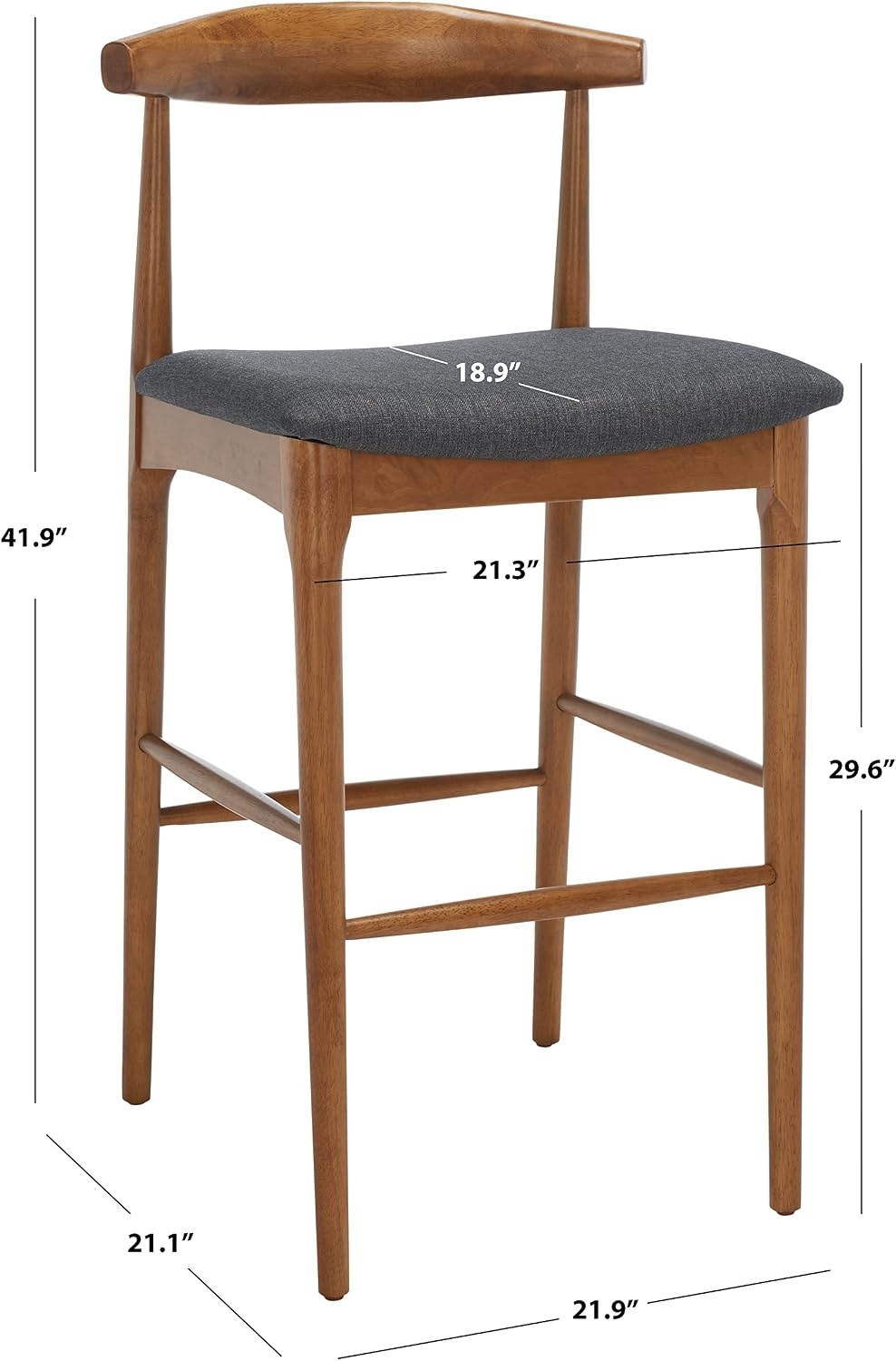 image:imageSafavieh Home Collection Lionel Retro BlackCream Cushion 30inch Bar StoolWalnutDark Grey