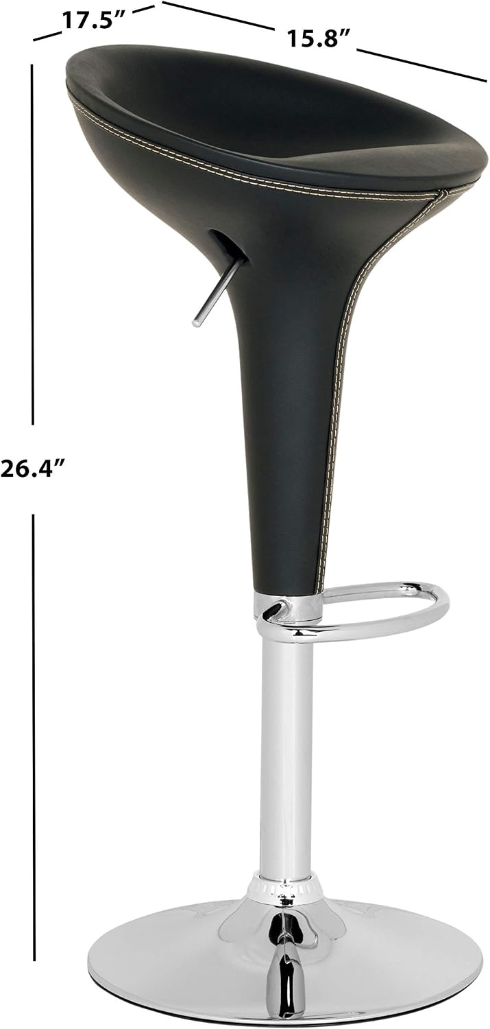 image:imageSafavieh Home Collection Shedrack Black Adjustable Swivel Gas Lift 232317inch Bar StoolBlack