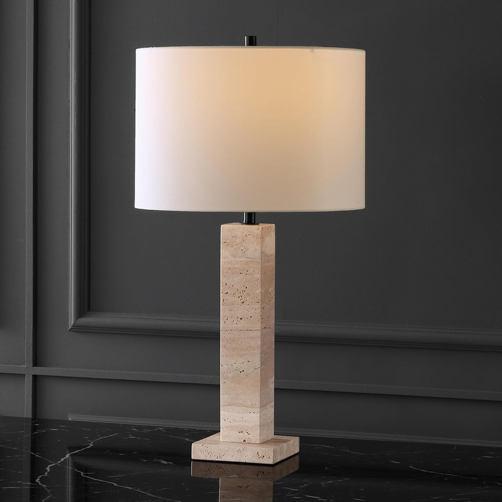 image:imageSAFAVIEH Couture Collection Hannabeth TravertineBlack 27inch Dimmable Table Lamp for Bedroom Living Room Home Office Desk Nightstand