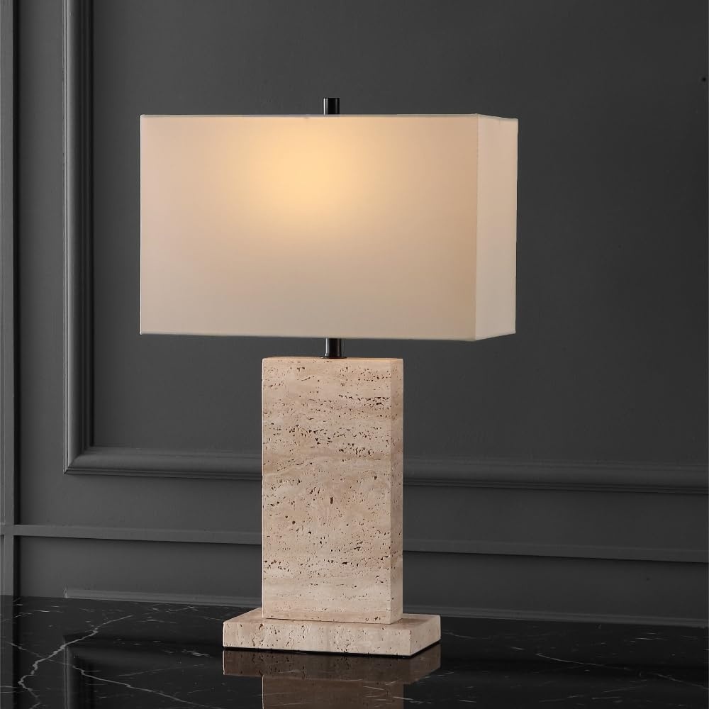 image:imageSAFAVIEH Couture Collection Jennabriana TravertineBlack 26inch Dimmable Table Lamp for Bedroom Living Room Home Office Desk Nightstand