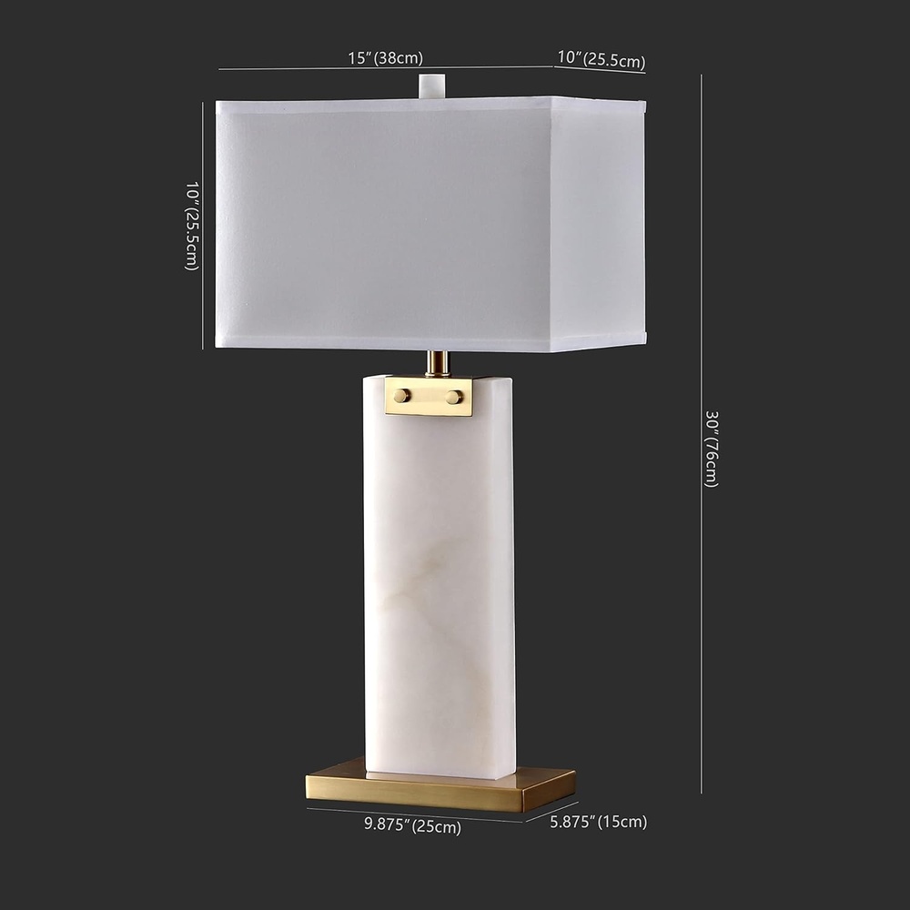 image:imageSAFAVIEH Couture Lighting Collection Morgen Handmade GoldWhite Alabaster 30inch Table Lamp