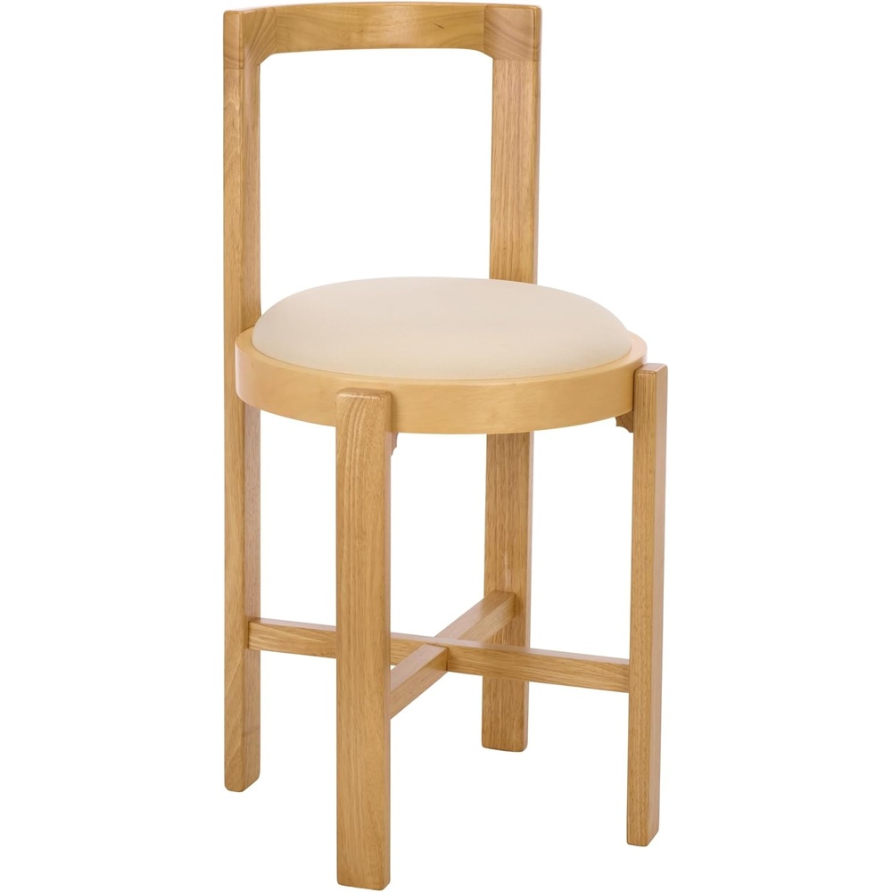 image:imageSAFAVIEH Furniture Estes Round 256Inch Counter Stool Light Blonde Solid Wood with White Upholstered Seat Ideal for Kitchen Dining Room Counter Seating BST8802DWhiteLight Blonde