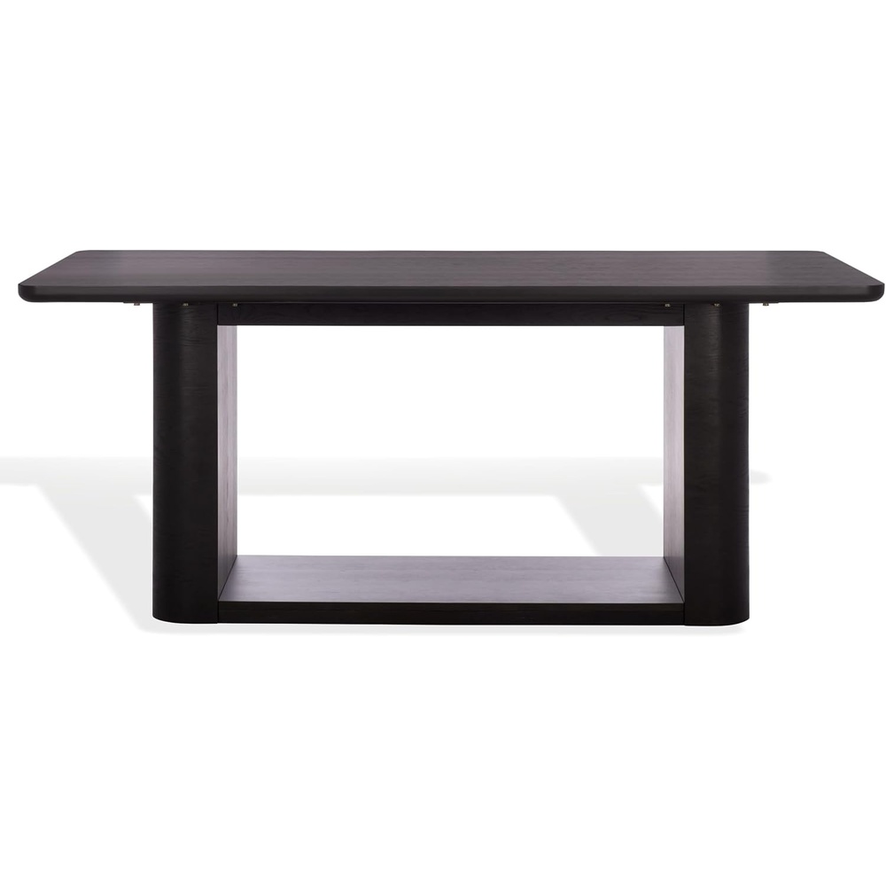 image:imageSAFAVIEH Home Collection Howard Natural Oak Wood Dining Table Modern Rectangle Pedestal Base Contemporary Design SFV7250ABlack