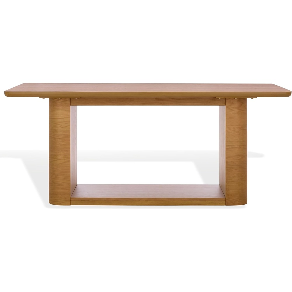 image:imageSAFAVIEH Home Collection Howard Natural Oak Wood Dining Table Modern Rectangle Pedestal Base Contemporary Design SFV7250ANatural