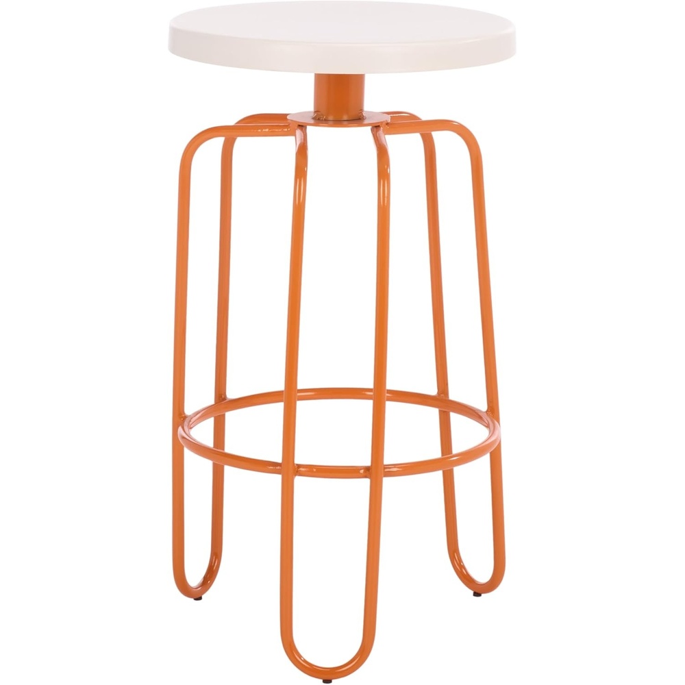 image:imageSAFAVIEH Home Collection Osamu Cream amp Orange 25Inch Round Top Counter Stool Modern Metal Base Fully Assembled FOX3257ACreamOrange