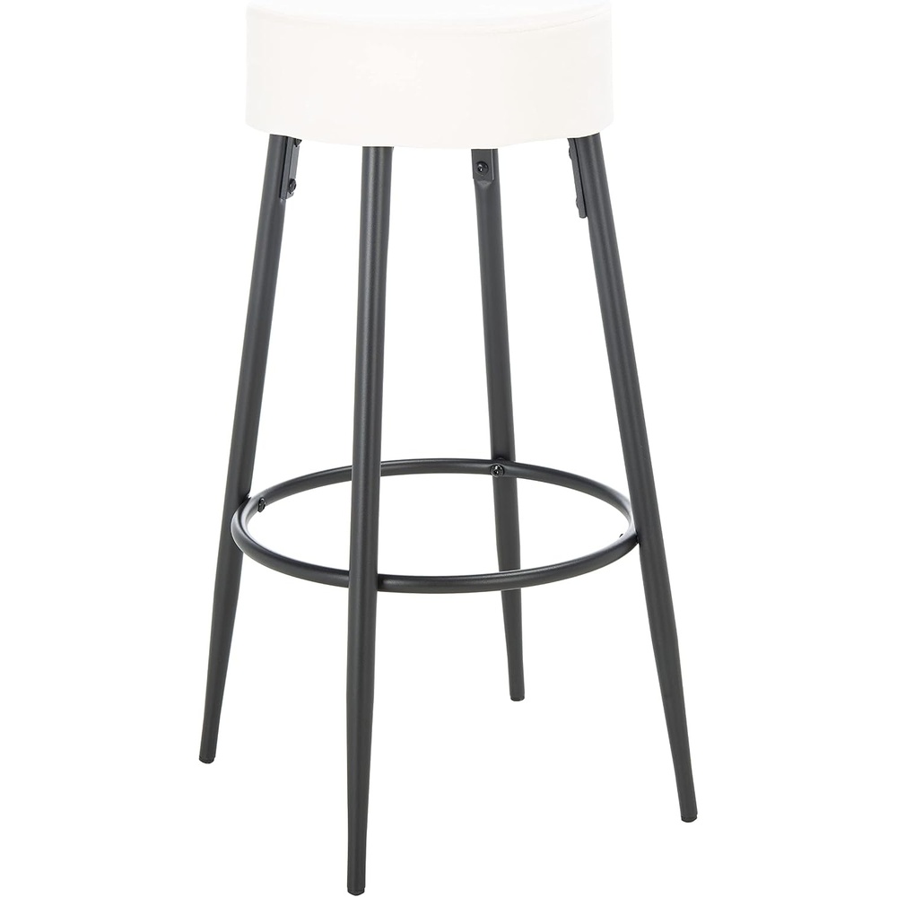 image:imageSAFAVIEH Home Collection Bohden Navy VelvetBlack 24inch Round Kitchen Breakfast Nook Island Dining Pub Bar StoolIvory Black
