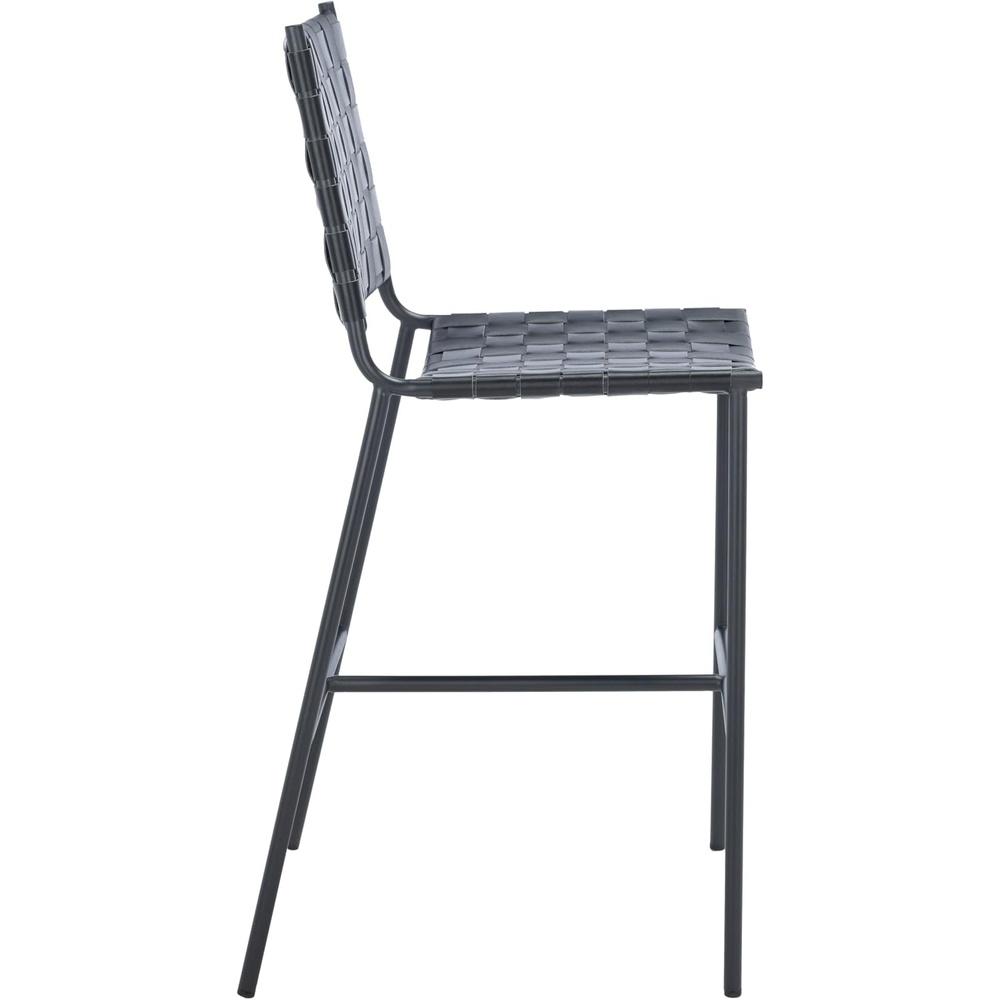 image:imageSAFAVIEH Home Collection Olenna Cognac Woven LeatherSilver 26inch Kitchen Island Breakfast Nook Counter Stool Fully AssembledBlack