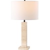 SAFAVIEH Couture Collection Hannabeth Travertine/Black 27-inch Dimmable Table Lamp for Bedroom Living Room Home Office Desk Nightstand