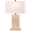 SAFAVIEH Couture Collection Jennabriana Travertine/Black 26-inch Dimmable Table Lamp for Bedroom Living Room Home Office Desk Nightstand