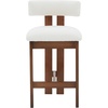SAFAVIEH Couture Collection Macey Ivory/Walnut Boucle 26-inch Seat Height Counter Stool