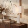 SAFAVIEH Couture Lighting Collection Morgen Handmade Gold/White Alabaster 30-inch Table Lamp