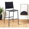 SAFAVIEH Home Collection Olenna Cognac Woven Leather/Silver 26-inch Kitchen Island Breakfast Nook Counter Stool (Fully Assembled)(Black)