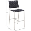 SAFAVIEH Home Collection Olenna Cognac Woven Leather/Silver 26-inch Kitchen Island Breakfast Nook Counter Stool (Fully Assembled)(Black/Silver)