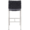 SAFAVIEH Home Collection Olenna Cognac Woven Leather/Silver 26-inch Kitchen Island Breakfast Nook Counter Stool (Fully Assembled)(Black/Silver)