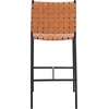 SAFAVIEH Home Collection Olenna Cognac Woven Leather/Silver 26-inch Kitchen Island Breakfast Nook Counter Stool (Fully Assembled)(Cognac/Black)