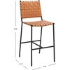 SAFAVIEH Home Collection Olenna Cognac Woven Leather/Silver 26-inch Kitchen Island Breakfast Nook Counter Stool (Fully Assembled)(Cognac/Black)