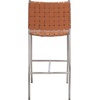 SAFAVIEH Home Collection Olenna Cognac Woven Leather/Silver 26-inch Kitchen Island Breakfast Nook Counter Stool (Fully Assembled)(Cognac/Silver)