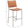 SAFAVIEH Home Collection Olenna Cognac Woven Leather/Silver 26-inch Kitchen Island Breakfast Nook Counter Stool (Fully Assembled)(Cognac/Silver)
