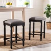 Safavieh Couture Home Collection Preston Grey Linen and Grey Walnut 25-inch Counter Stool (Set of 2)(Grey/Grey Walnut With Copper Nailheads)