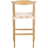 Safavieh Home Bandelier Scandinavian Brown Teak and White Leather 29-inch Bar Stool