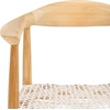 Safavieh Home Bandelier Scandinavian Brown Teak and White Leather 29-inch Bar Stool