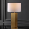 SAFAVIEH Couture Lighting Collection Hank Gold/White Metal 28-inch Table Lamp for Bedroom Living Room Home Office Desk Nightstand (LED Bulb Included)