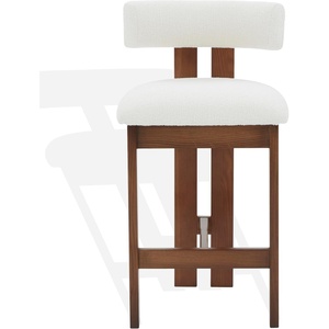 SAFAVIEH Couture Collection Macey Ivory/Walnut Boucle 26-inch Seat Height Counter Stool