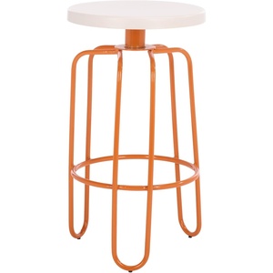 SAFAVIEH Home Collection – Osamu Cream & Orange 25-Inch Round Top Counter Stool, Modern Metal Base, Fully Assembled (FOX3257A)(Cream/Orange)