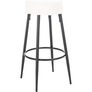 SAFAVIEH Home Collection Bohden Navy Velvet/Black 24-inch Round Kitchen Breakfast Nook Island Dining Pub Bar Stool(Ivory / Black)