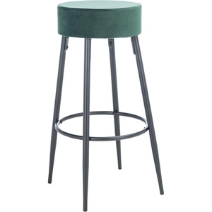 SAFAVIEH Home Collection Bohden Navy Velvet/Black 24-inch Round Kitchen Breakfast Nook Island Dining Pub Bar Stool(Malachite Green / Black)
