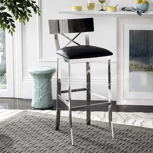 Safavieh American Homes Collection Zoey Black Stainless Steel Cross Back 39-inch Bar Stool(Black)